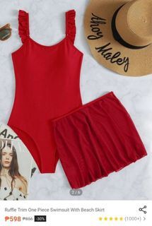 One piece swimsuit with beach skirt