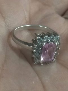 Pink Tourmaline Stone 925 Silver  Ring size 6