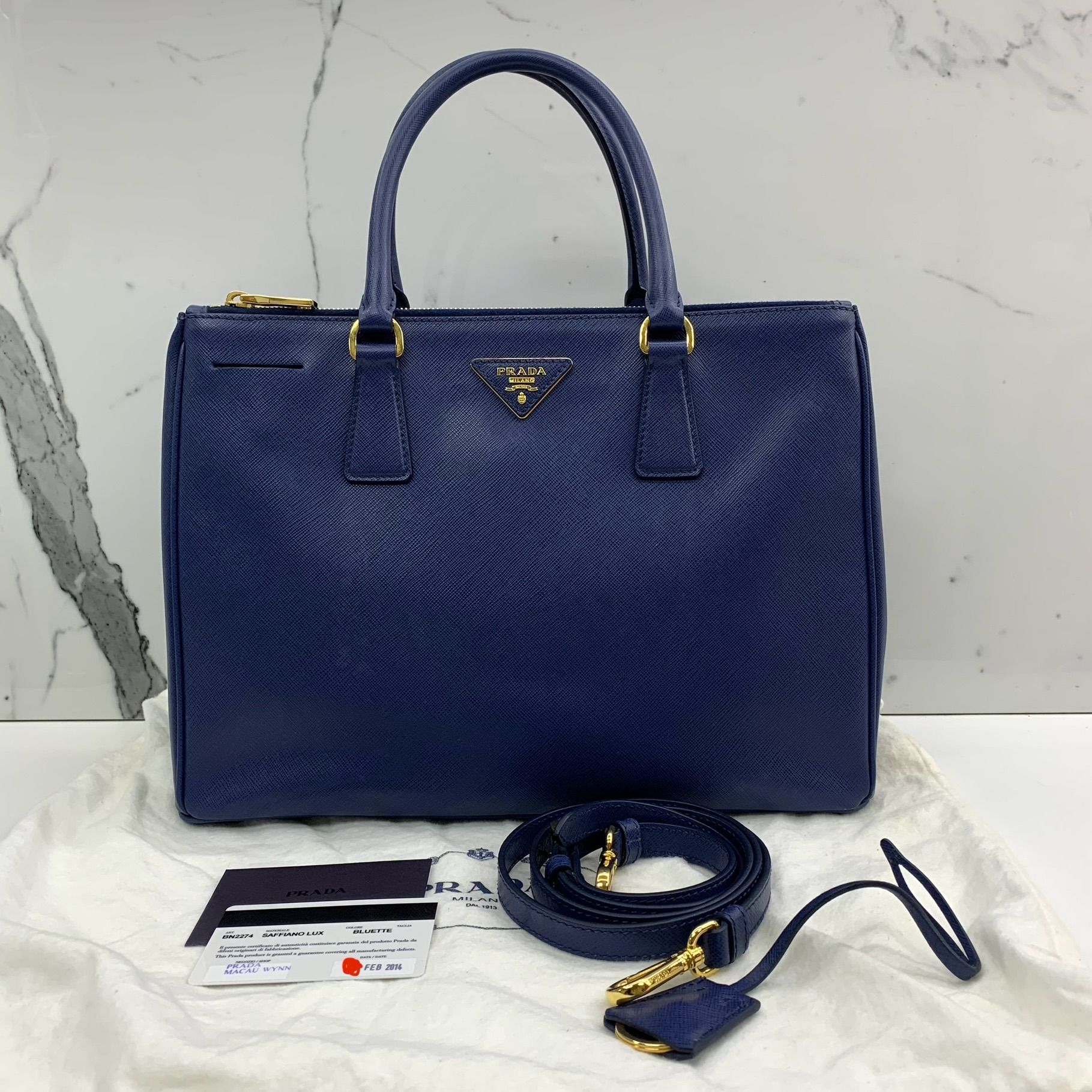 PRADA BN2274 BLUE SAFFIANO 2 WAY SHOULDER BAG 247019781 GI Luxury Bags Wallets on Carousell