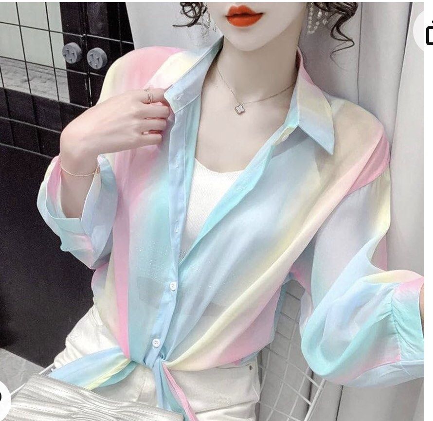 Sale Rainbow Sheer Top Cover Up Women s Fashion Tops Others Tops on Carousell