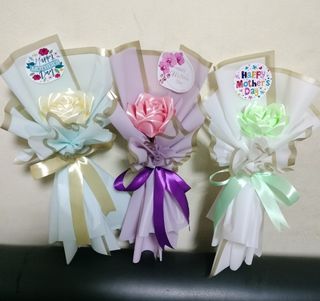 SATIN FLOWER BOQUET GIFT FOR MOTHERS DAY