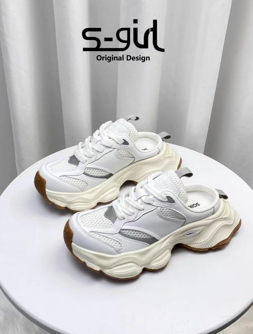 SGIRL TWTW design thick soled dad shoes for women 2024 new trendy versatile Baotou half flop casual sports shoes
