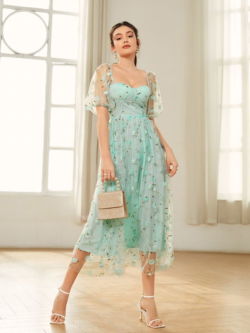 TODAYFUL Cottonlinen Stitch Bustier（SHEIN] 3D Floral