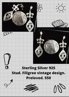 Sterling Silver 925 Earrings Filigree