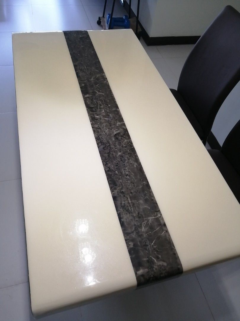 Table - Solid Marble Type - Dinning Table (Category: Tables & Sets) located in Singapore. Submitted by nicebudda (Listing ID 1303019286, Image 3). Description: Clearance Price! Very solid type of marble table Well used and no scratches Heavy so need man power to carry Self collect near Fernvale area Only the marble table, fyi Length 120 cm Width 60 cm Height 73 cm Thank you.