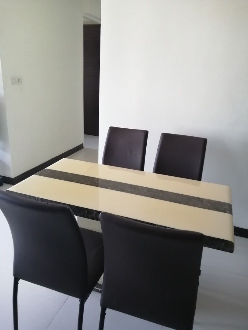 Table - Solid Marble Type - Dinning Table (Category: Tables & Sets) located in Singapore. Submitted by nicebudda (Listing ID 1303019286, Image 2). Description: Clearance Price! Very solid type of marble table Well used and no scratches Heavy so need man power to carry Self collect near Fernvale area Only the marble table, fyi Length 120 cm Width 60 cm Height 73 cm Thank you.