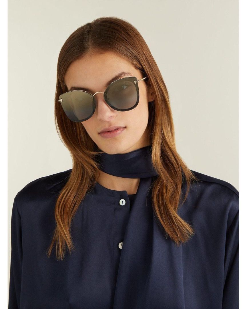 Tom Ford Sunglasses Charlotte Black Gradient Mirrored Lens Rose Gold Frame