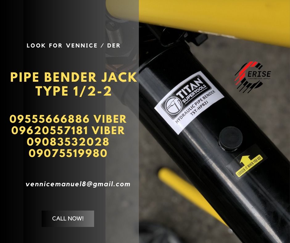 Tripod Pipe bender TITAN 1/2-2 (Category: Construction Tools & Equipment) located in Manila. Submitted by vlmhardwarevennice (Listing ID 1303044387, Image 3). Description: CERISE CONSTRUCTION SUPPLY Look for vennice Office located at 1147ALORENZO ST ABAD SANTOS TONDO MNL satellite office at imus cavite.