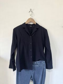 Uniqlo Dark Blue Long Sleeves Button Down Top