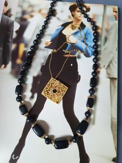Vintage filigree pendant and black lucite necklace