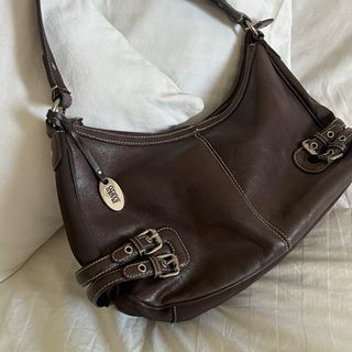 Vintage Franco Sarto Buckle Dark Brown Shoulder Bag