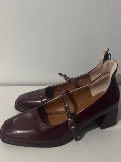 Wine Red Mary Jane Shoes loafers heels