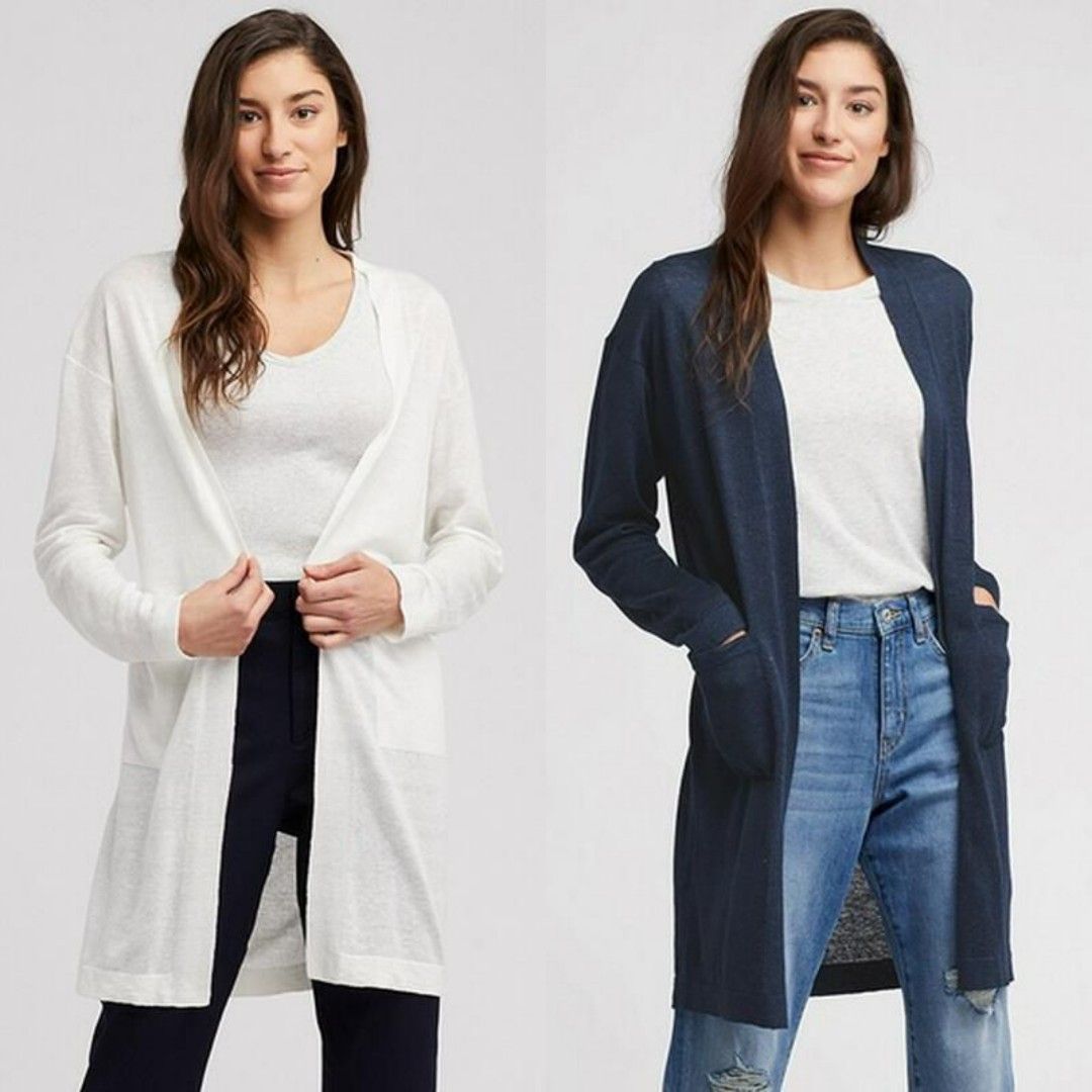 XL] Authentic Uniqlo Linen blend long long sleeve cardigan in navy