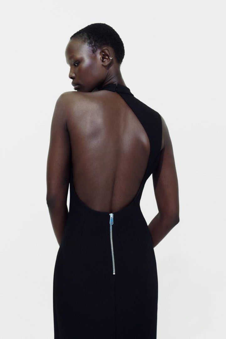 ZARA backless crepe cut dress Women s Fashion Dresses Sets Dresses on Carousell