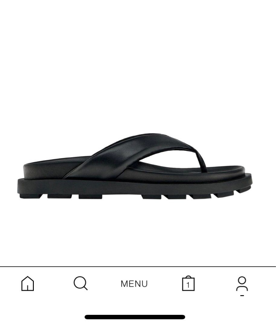 Zara flat padded slider sandals, Women's Fashion, Footwear, Flats