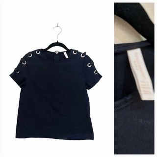 Zara grommet sleeve navy blouse