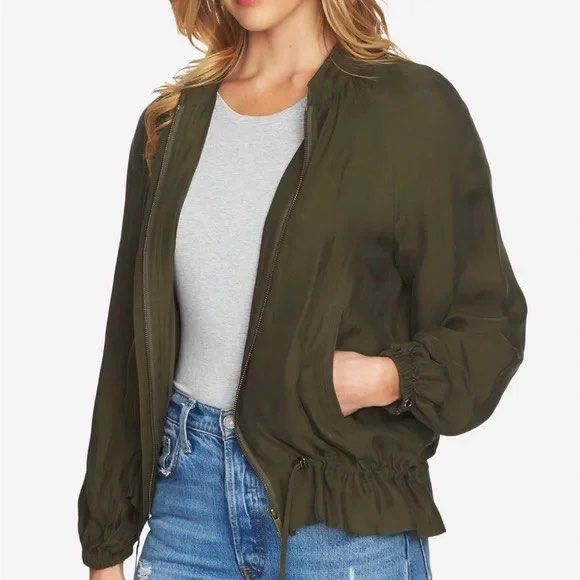 Olive green bomber jacket zara store
