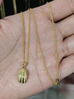 18k Saudi Gold Bar Rope Necklace 18"