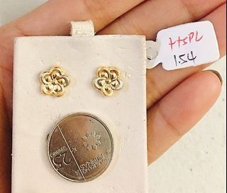 18k Saudi Gold Tricolor Flower Earrings
