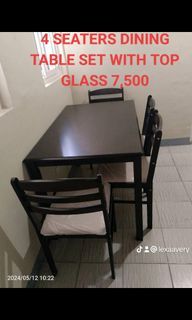 4 seater dining table with top glass
