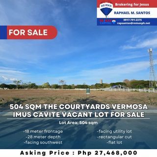 504 sqm The Courtyards Vermosa Imus Cavite Vacant Lot for Sale