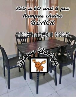 6 seater folding table and hampas chairs