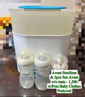 Avent Sterilizer & 2pcs 9oz Avent w/Free Baby Clothes Preloved