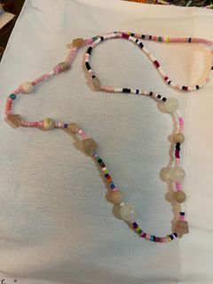 beaded long necklace with real stones