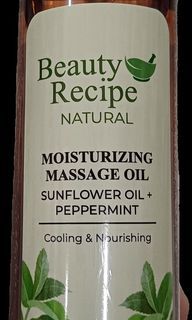 Beauty Recipe Natural Moisturizing Massage Oil Sunflower Oil + Peppermint 200mL Cooling & Nourishing