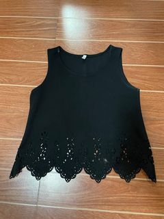 Black tank top with cut out detail