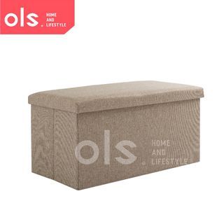 BNEW OLS Ottoman Linen Foldable Organizer Storage Chair || 76x38x38cm