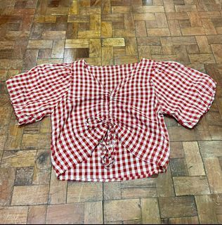 Checkered Red  Top (M)