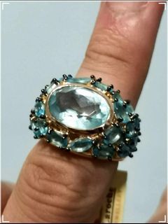 Chete & Larote Women's Blue Gemmed Gold Fashion Jewelry Ring