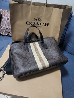 Coach Graham Briefcase in Signature Canvas with Varsity Stripes