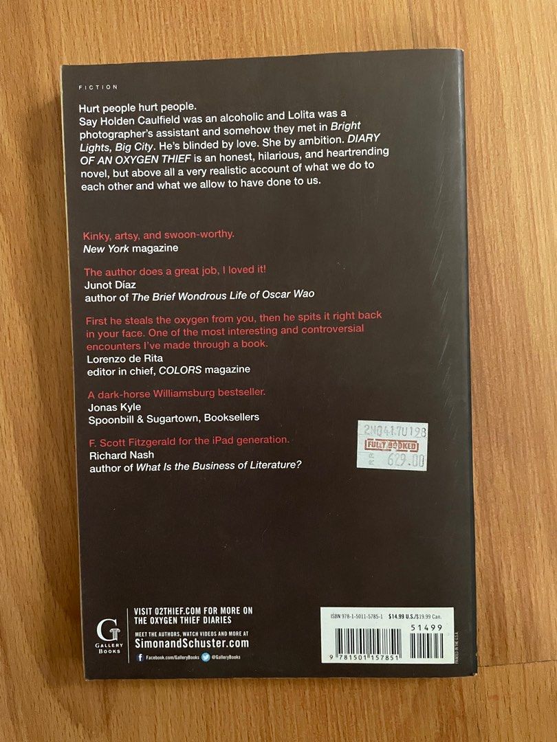 Diary of an Oxygen Thief by Anonymous (Category: Storybooks) located in Manila. Submitted by soreey (Listing ID 1303089204, Image 2). Description: MOP: Gcash, BPI Loc: Taguig or QC Delivery shouldered by buyer.