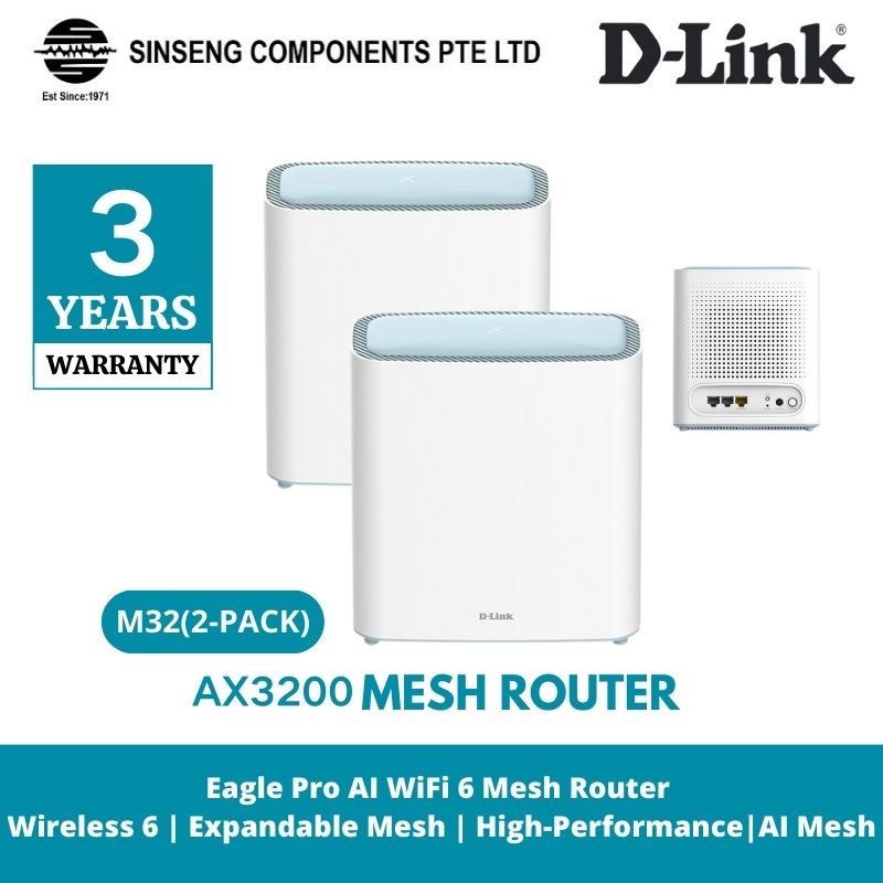 D-Link M32 (2 Pack) Eagle Pro AI AX3200 WiFi 6 Mesh Router | Wireless 6 ...