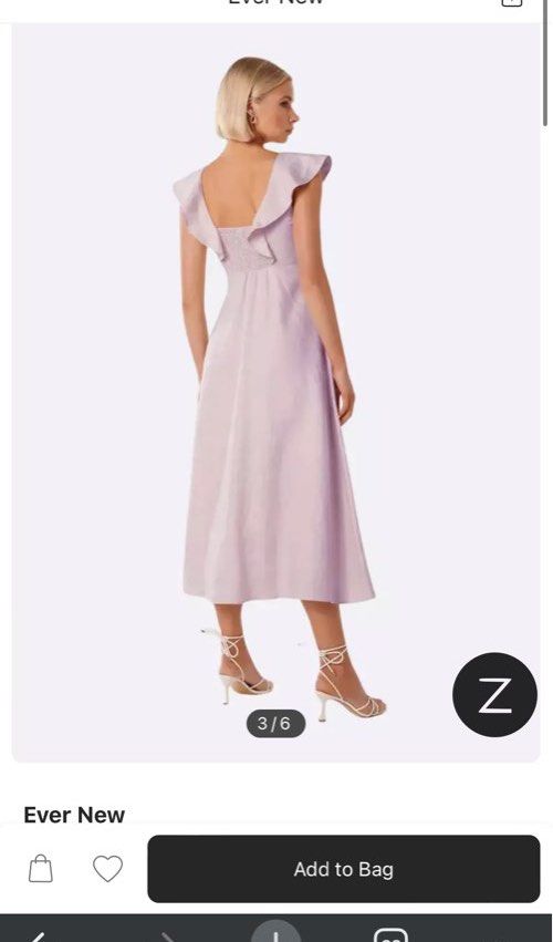 Ever new lilac maxi dress (Category: Evening dresses & gowns) located in Quezon City. Submitted by pateehee (Listing ID 1303129500, Image 3). Description: Ever New V-neck, A-line dress with ruffle and cutout details (still on Zalora, 7k original price) .