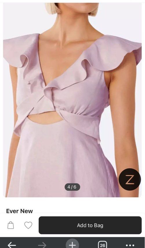 Ever new lilac maxi dress (Category: Evening dresses & gowns) located in Quezon City. Submitted by pateehee (Listing ID 1303129500, Image 2). Description: Ever New V-neck, A-line dress with ruffle and cutout details (still on Zalora, 7k original price) .