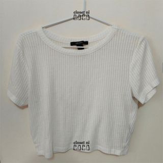 Forever 21 White Ribbed Crop Top