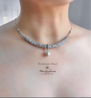Freshwater pearl handmade macrame necklace jewelry