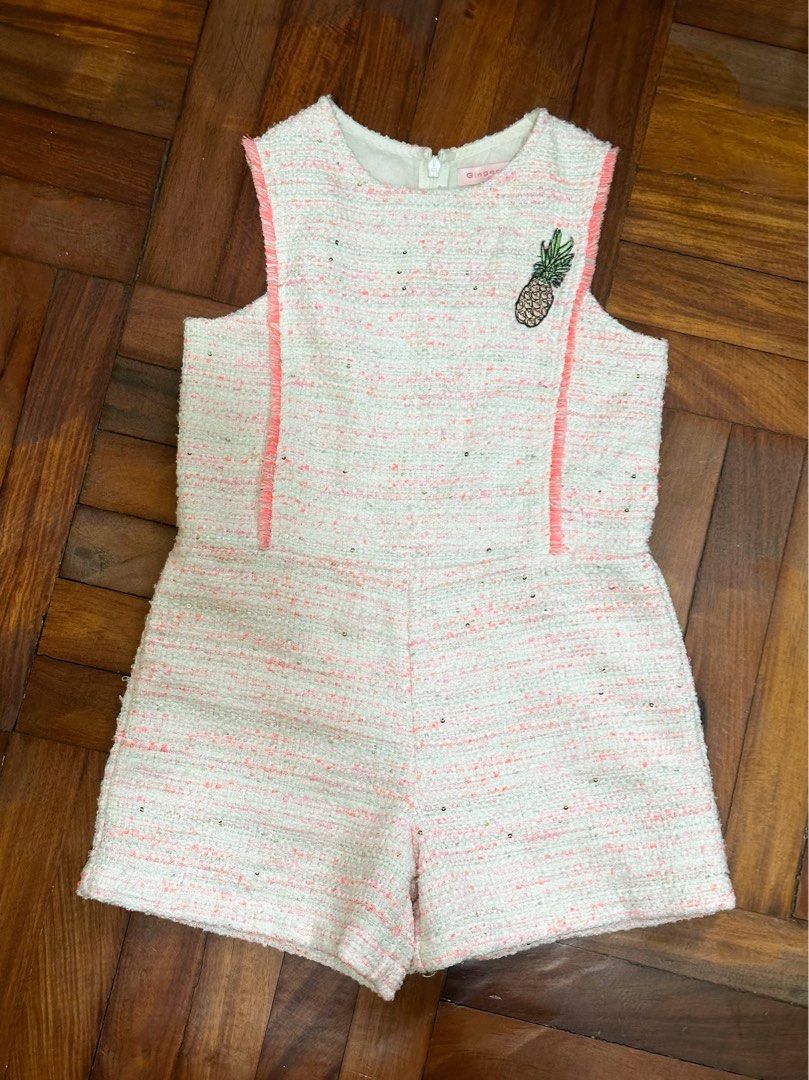 Gingersnaps Tweed Romper (Category: Babies & Kids Fashion) located in Quezon City. Submitted by steph_21 (Listing ID 1303133880, Image 1). Description: Cute pineapple appliqué and little sequins sewn into the tweed. Very soft fabric..