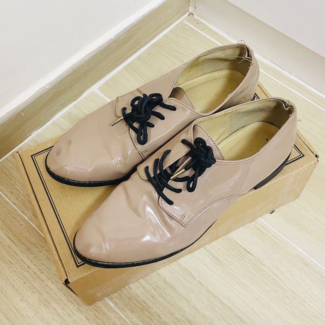 Global work beige leather shoes size 37 Carousell