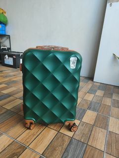 Green Design Luggage 20inch Cabin size with 360deg Wheels Hardcase With Security Lock Rubber Wheels Silent