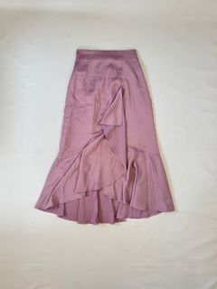 Grl lavender asymmetric maxi skirt l