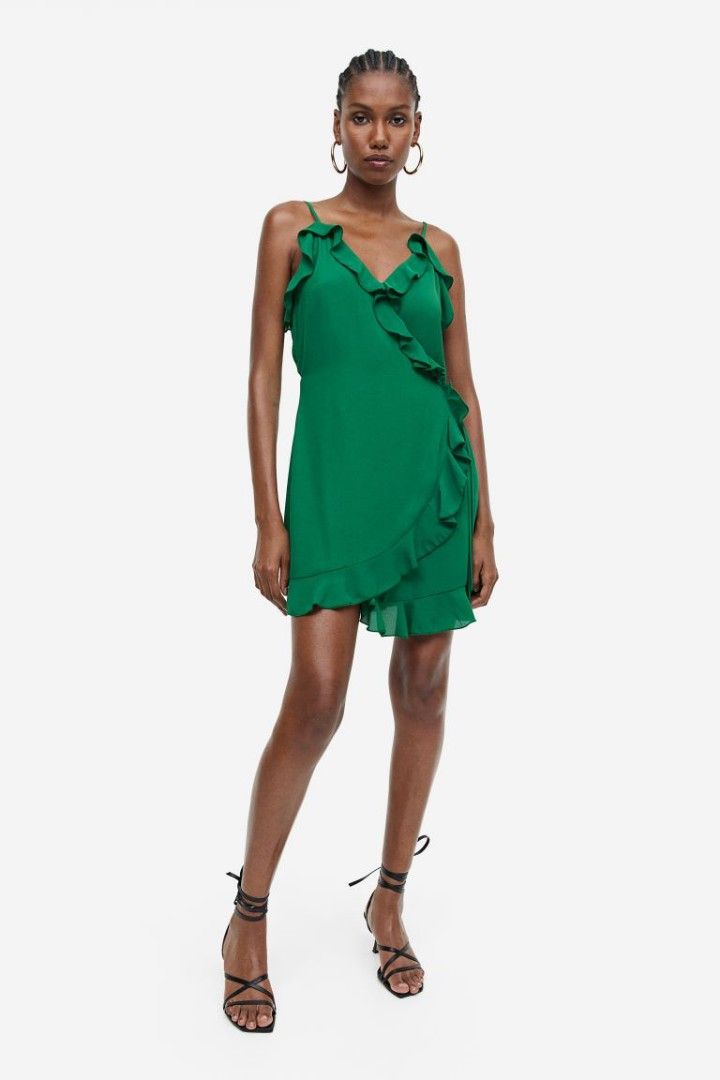 H&m green wrap dress outlet