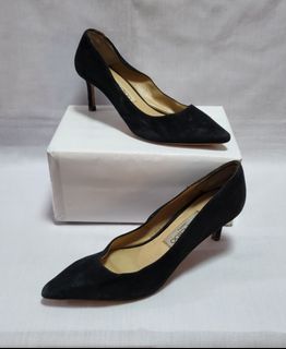 JIMMY CHOO Black Suede Leather Heels Size 36