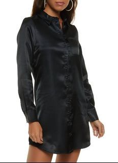 JNBY Mulberry Silk Black Polo Shirt Longsleeves Dress