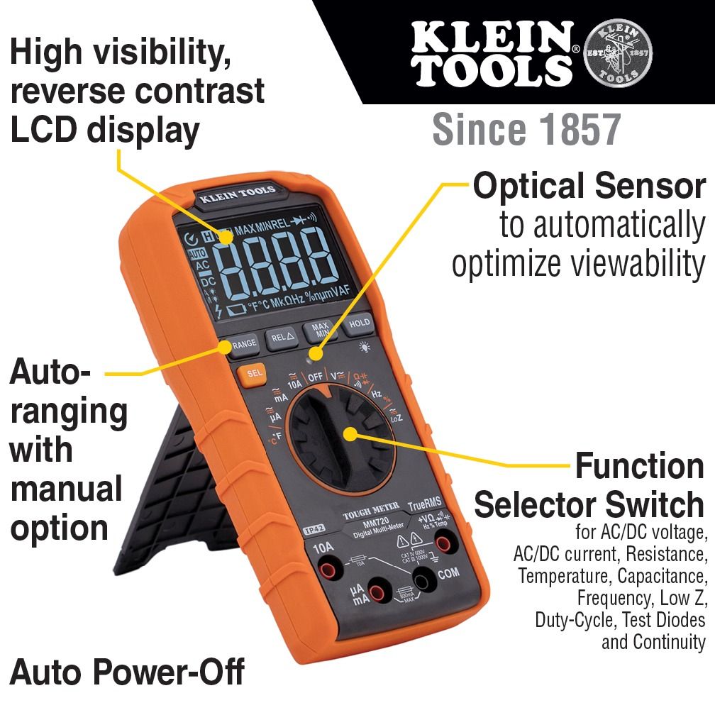 Klein Tools Digital Multi-Tester MM720 (MM700) (Category: Construction Tools & Equipment) located in Manila. Submitted by homecareph (Listing ID 1303103467, Image 3). Description: 02-05-2026 ✅For Sale !!! Retail / Wholesale ✅KLEIN TOOLS DIGITAL MULTI-TESTER ✅MODEL: MM720 (MM720) ✅Cat Rating: CAT IV 600V / CAT III 1000V ✅AC/DC Current: 10A ✅AC/DC Voltage: 1000V ✅Batteries 2x AAA ✅Measures up to 1000 VAC/DC Voltage, 10A AC/DC Current, 60MΩ Resistan