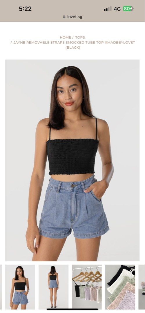 LOVET REMOVABLE STRAPS SMOCKED TUBE TOP Women s Fashion Tops Sleeveless on Carousell