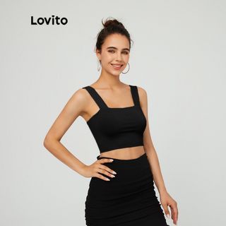 Lovito Black Cropped Top